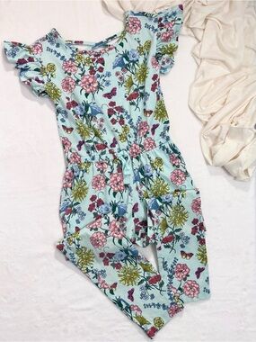 Tea Collection Aqua Garden Floral Jumpsuit • Size 6 • Like New